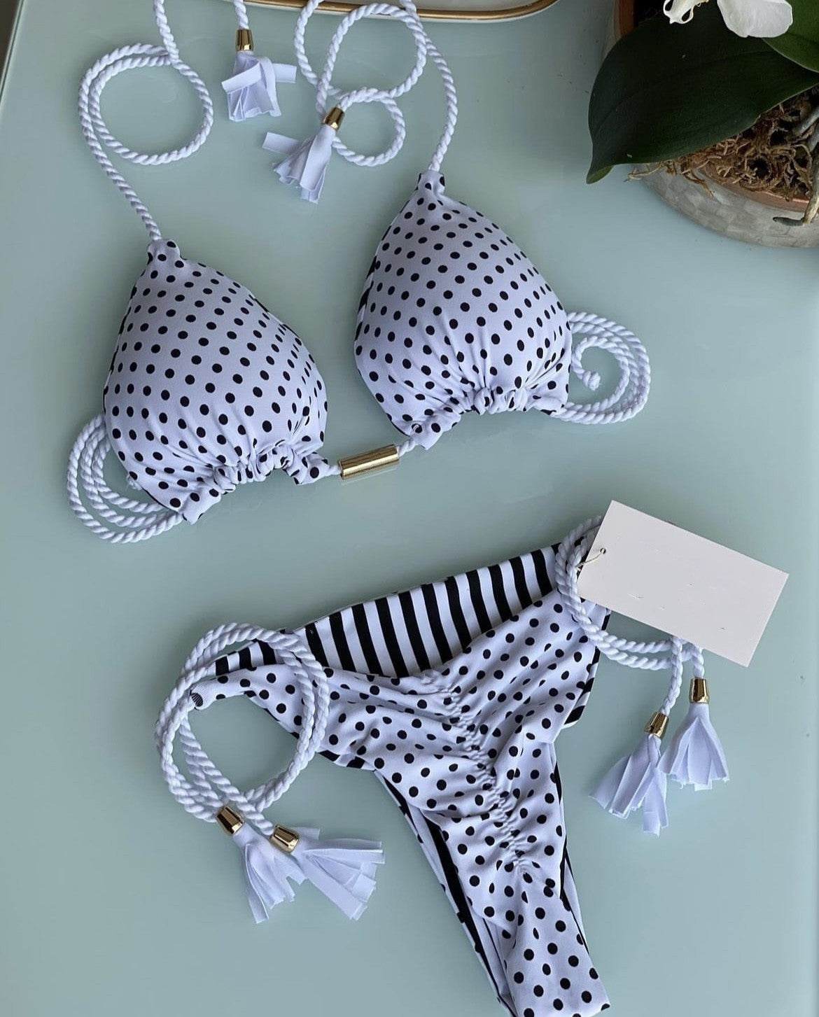 Hand Knitted Rope Swimsuit Sexy Bikini Women Split Solid Color Sexy Multicolor Braided Rope Bikini Bella Mia